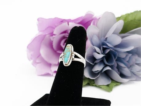 Sterling Silver Southwestern Turquoise Ring Size 6 (750)