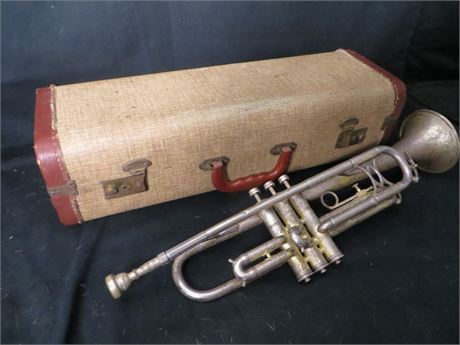Vintage Silver Plated Trumpet w/ Case, #275061