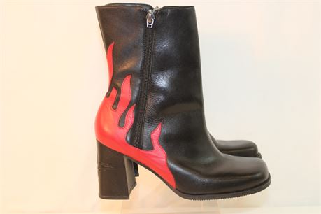 harley davidson red flame boots