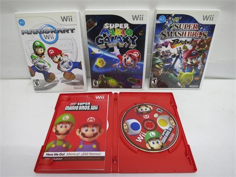 Lot Of 4 Excellent Nintendo Wii "MARIO" Video Games Complete With Manuals