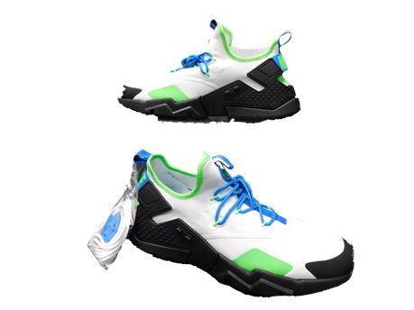 Nike Huarache Drift White Black Green Blue Men Size 13 (R7)