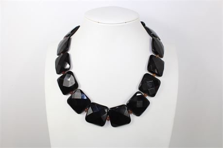 925 Silver W/ Black Onyx Stone Necklace 20 in