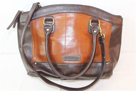 Tignanello Two Tone Brown Leather Shoulder Bag