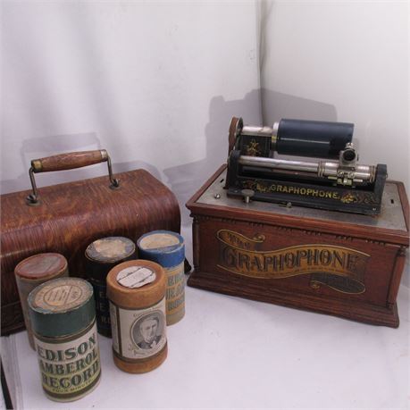 Thomas Edison Graphophone and Amberol Cylindrical Records, Circa 1900