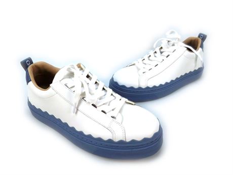Women's Size 38 Chloe White And Blue Lauren Sneakers In 41f Stormy (R1B1)