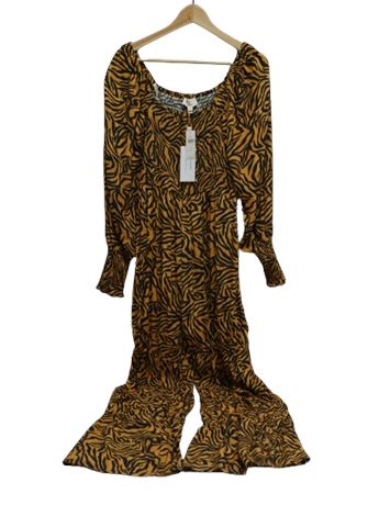 Womans Anthropologie Rachel Tiger Striped Jumpsuit; Size 12, NWT [1295K]