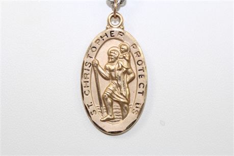 Vintage 14k 1/20 Gold Filled Saint Christopher Necklace 24 in