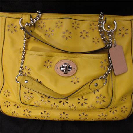 COACH Poppy Eyelet Floral Cutout Chain Shoulder Bag 23438