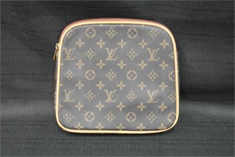 Unisex Brown Monogram Zipped Pouch/Bag