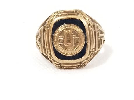 10K Yellow Gold Mepham 54 Size 11 Ring. 10.2 Grams Total Weight.