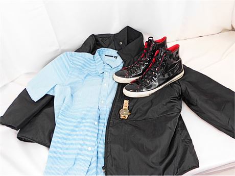 FOR HIM SET SNEAKERS WATCH JACKET AND SHIRT