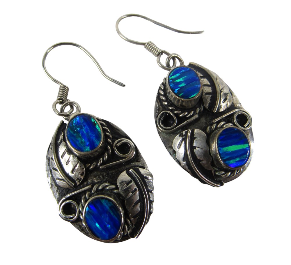 ShopTheSalvationArmy - Navajo Sterling Silver Blue Opal Earrings (8.3 ...