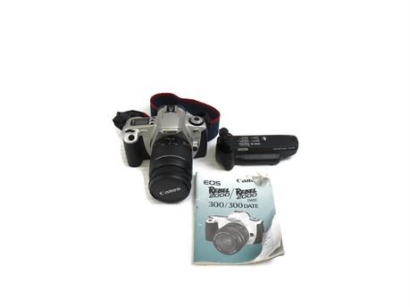 Canon EOS Rebel 2000 35mm SLR Film Cameara w/ Lens, Battery Pack