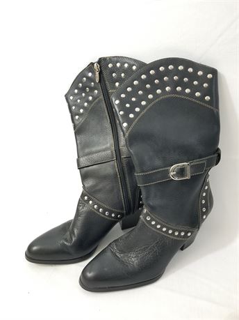 Harley Davidson Black Leather Size 9.5 Women's Boots