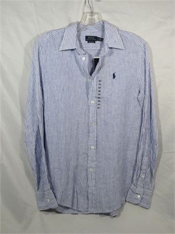Blue And White Striped Polo Ralph Lauren Dress Shirt