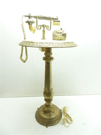 Vintage Decorative Table Telephone; Metal/ Stone Base !!LOCAL P/U ONLY!!!!