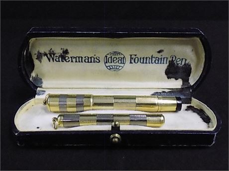 Vintage Waterman's Ideal Fountain 18KR 42 1/2V Pen/Pull Pencil Set
