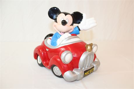 Disney Mickey Mouse Driving Car Porcelain Wind Up Music Box