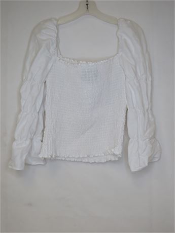 White Reformation Puffy Sleeved Blouse Size XL (NWT)
