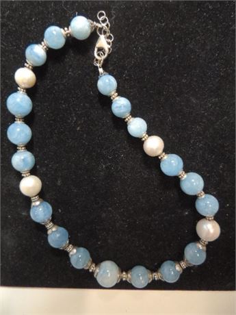 ShopTheSalvationArmy - Pearl Necklace With Pale Blue Stones And ...