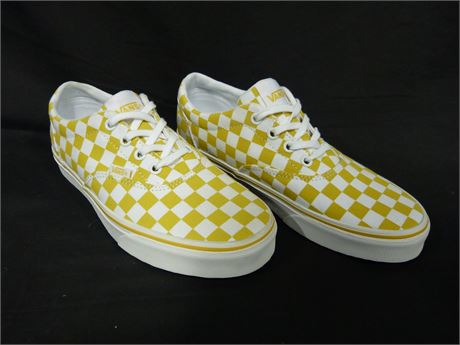 women's yellow and white checkered vans