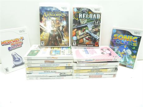 Wii Game Lot; 18 Total, Assorted Titles, Pre-Owned