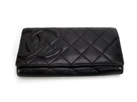 Black Designer Italian Wallet, 7.25" x 4"