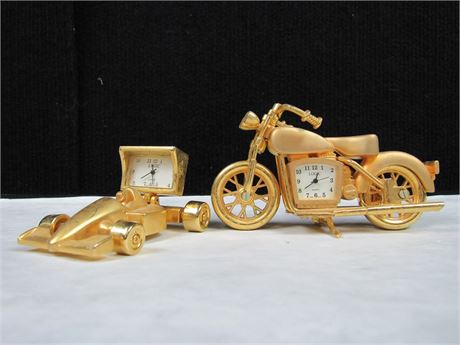 Pair Of Race Car & Motorcycle Clocks #MM900 (650)