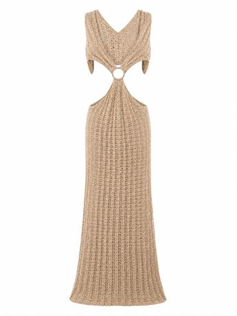 cult gaia tyra crochet dress Cult Gaia Tyra Crochet Cutout Maxi Dress Sheer Off White Small NWT