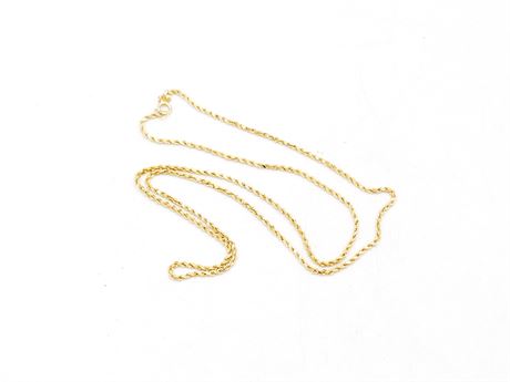 14K Gold Thin 1.5mm Rope Chain Necklace 18" (579)