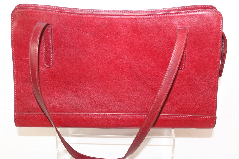 monsac red leather purse