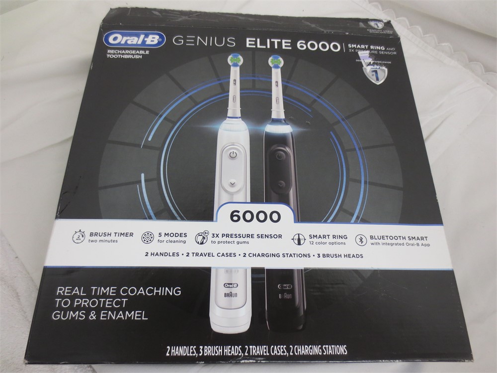 Shopthesalvationarmy Oral B Genius Elite 6000 Electric Toothbrush 2 Pack 