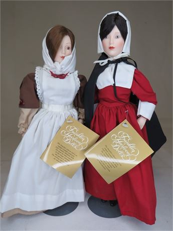 2 Franklin Heirloom Porcelain Dolls