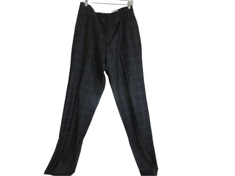 Hickey Freeman Blue and Black Plaid Wool Pants, Size: 36 (Men) [E248]