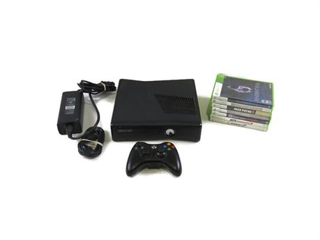 Microsoft Xbox 360 4GB Video Game Console w/ Controller, 8 Video Games (670)