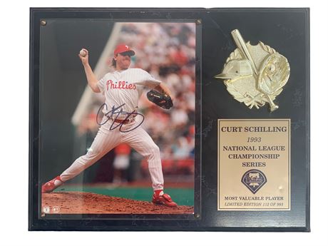 ShopTheSalvationArmy - Signed Curt Schilling 1993 NLCS MVP Picture Plaque