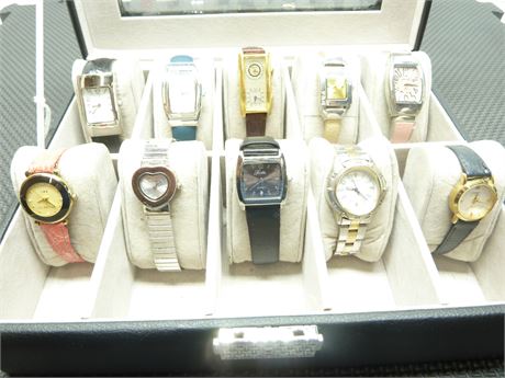 Designer Watch Lot; 10 Assorted Brands & Styles (Not Running)(Case Not Included)