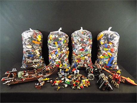 Assorted LEGO Lot #1: Pre-Built Figures + Building Blocks; 28.5 lbs