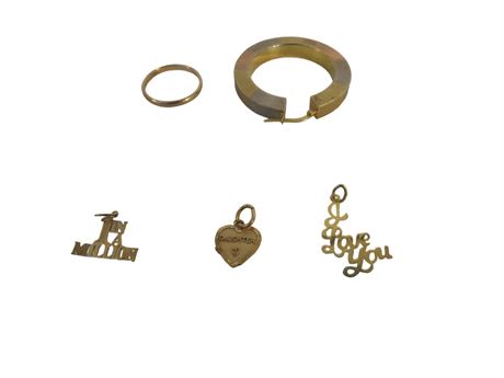 14K Gold Wearable and Scrap Lot: 5 Pieces, 4 Grams [A683]