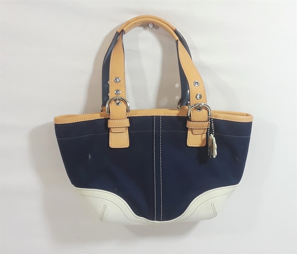 ShopTheSalvationArmy - Coach Blue & White Purse Bag W/ Genuine Leather ...