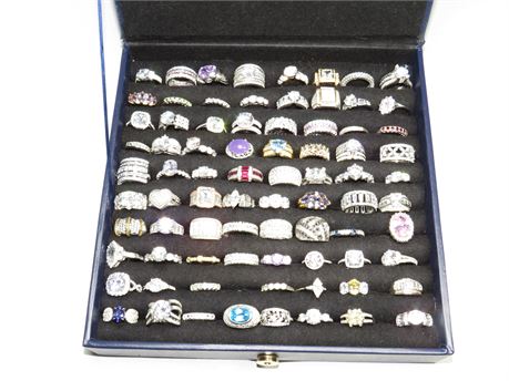 Lot Of 925 Sterling Silver Rings With Various Stones + 79