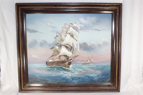 ShopTheSalvationArmy - William Baillie Nautical Ship, Framed Oil Canvas ...