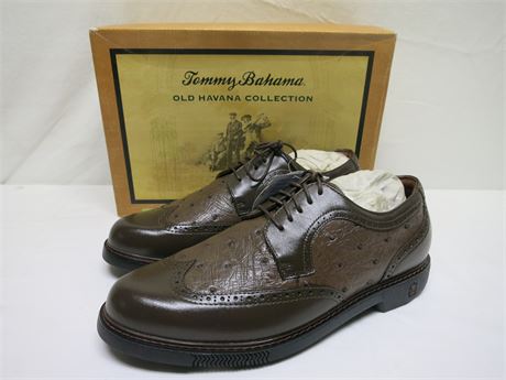 Tommy Bahama FRONT NINE Chocolate Leather Men's Golf Shoes Size 9M Brand New