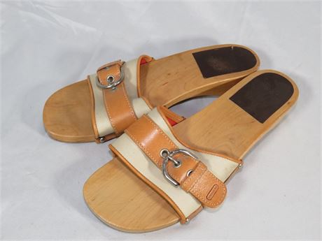 Wood Texture Coach Strap Sandals